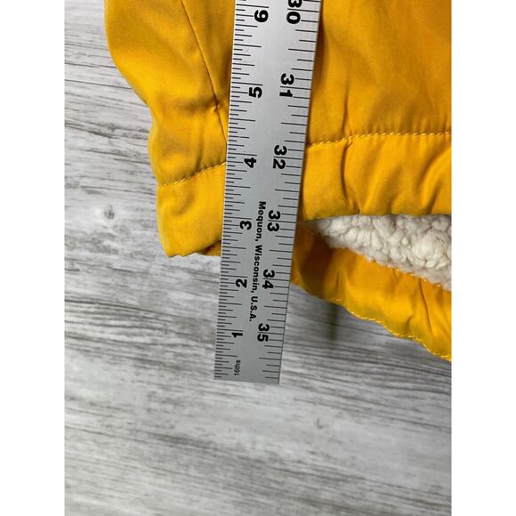 Abercrombie & Fitch Coat Womens XS Yellow Full Zip Sherpa Lined Faux Fur Parka - Picture 5 of 16